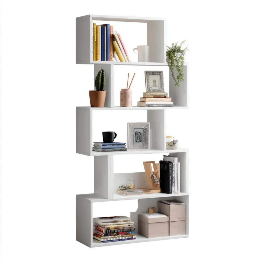 Estantería de Madera 80x25x180 cm – Blanco – Estilo Moderno