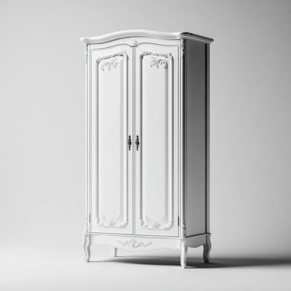 Armario de madera maciza 180x90x50 cm – Blanco – Estilo Clásico