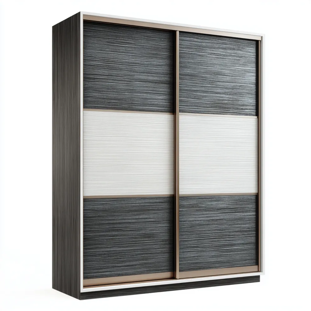 Armario puertas correderas Madera 180x200x60 cm - Gris/Blanco - Diseño Moderno