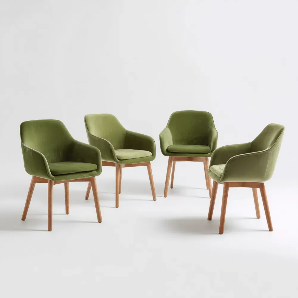 Conjunto de 4 sillas de comedor tapizadas de terciopelo Verde 75x60x50 cm