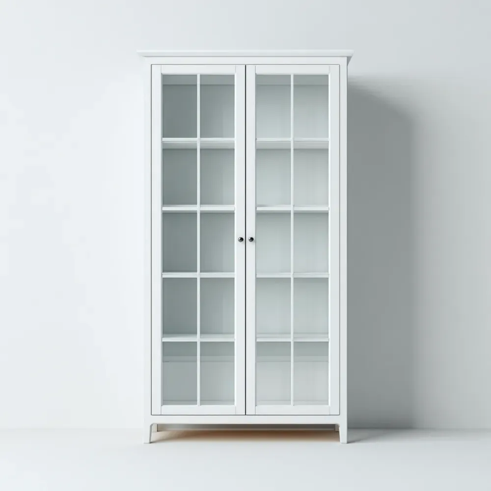 Vitrina de Madera 80x35x180 cm - Blanco - Diseño Clásico