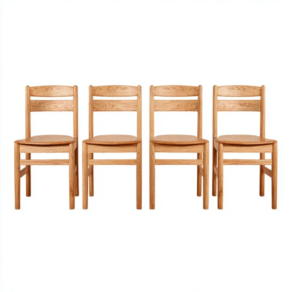 Juego de 4 sillas de comedor de madera maciza 45x48x85 cm – Natural – Diseño clásico