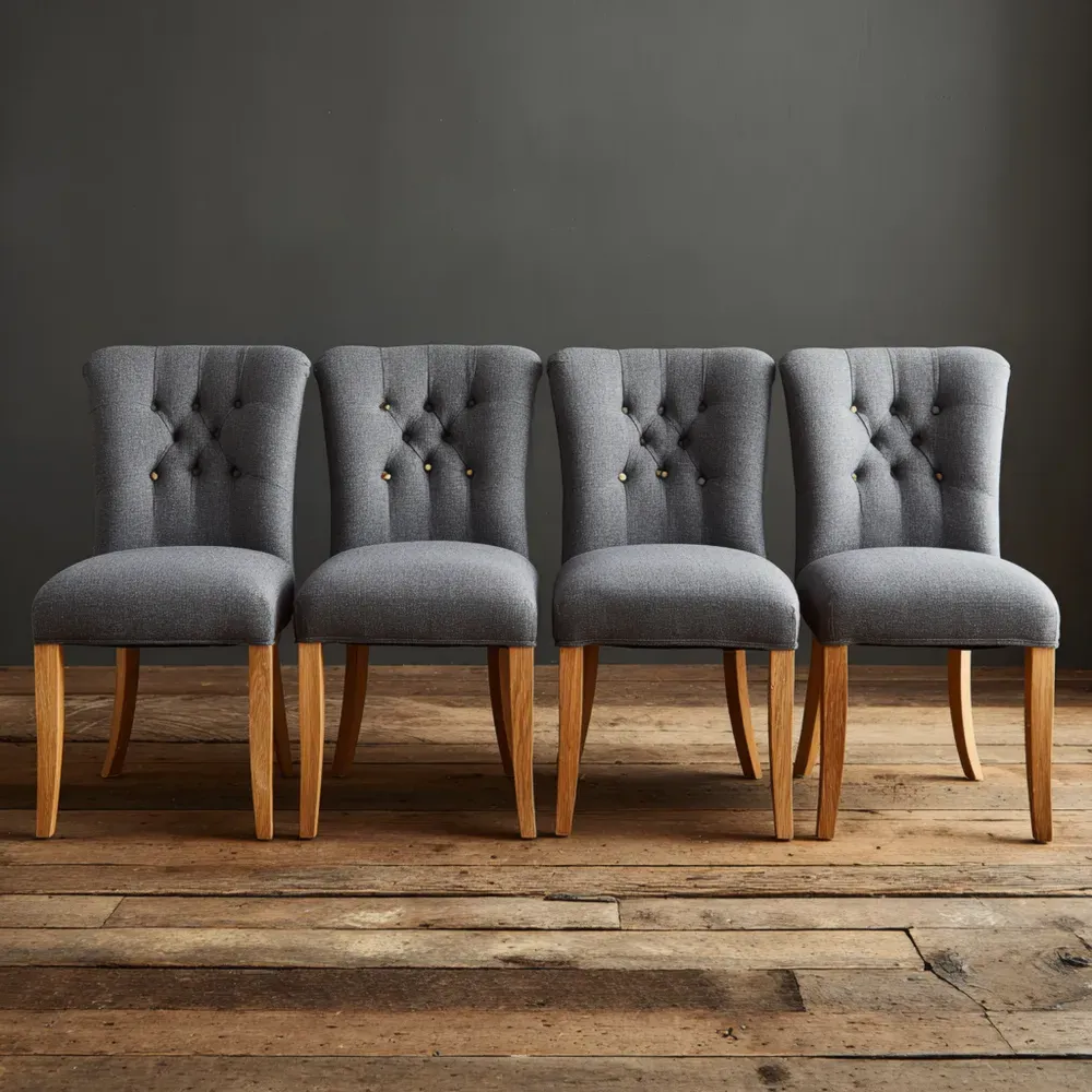 Juego de Sillas de Comedor Tapizadas 45x53x90 cm – Gris Oscuro – Diseño Clásico