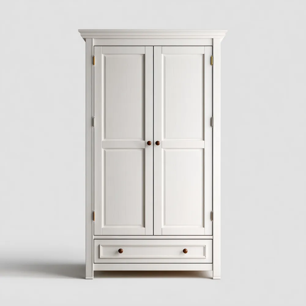 Armario de madera 200x100x60 cm - Blanco - Diseño clásico