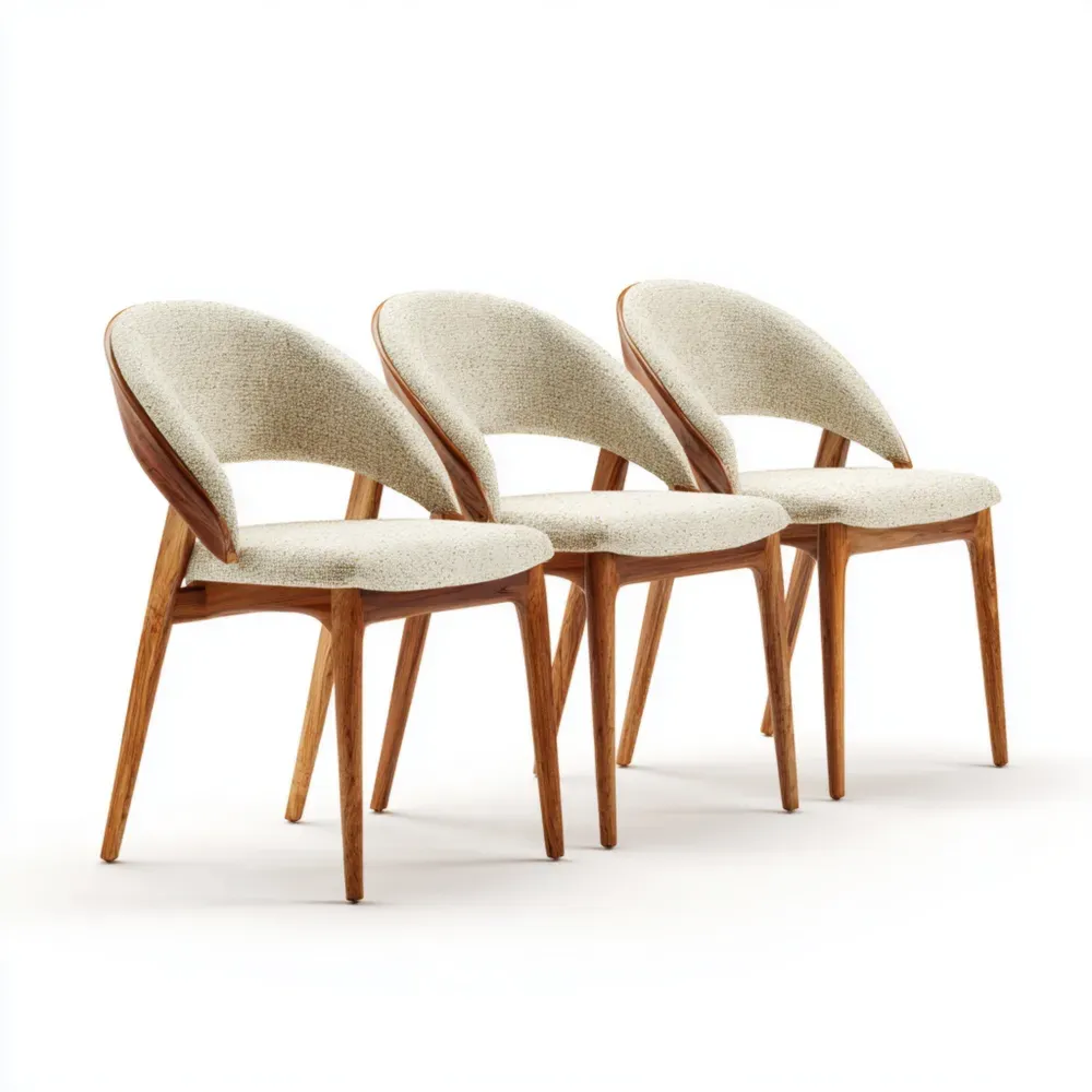 Sillas de comedor tapizadas de madera 50x55x80 cm – Beige – Diseño moderno