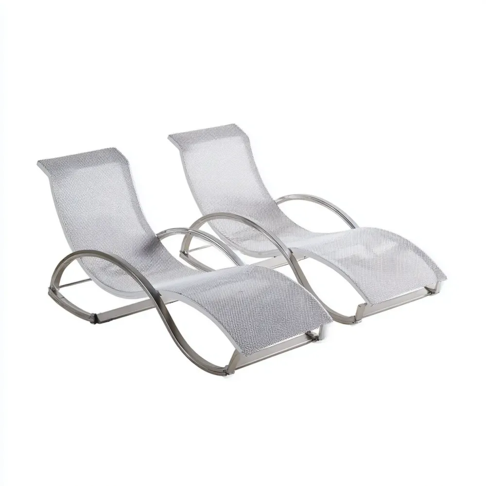 Silla tumbona de patio acero inoxidable 160x60x85 cm – Plata – Diseño ergonómico