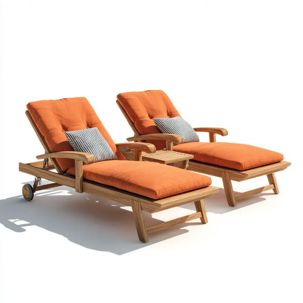 Tumbonas de Jardín Madera 200x70x45 cm - Naranja - Diseño Moderno