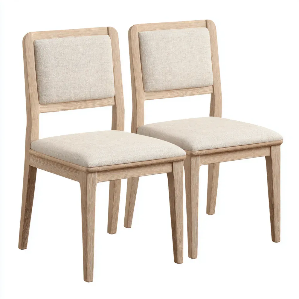 Juego de sillas de comedor Madera tapizado 45x52x85 cm - Beige - Diseño clásico