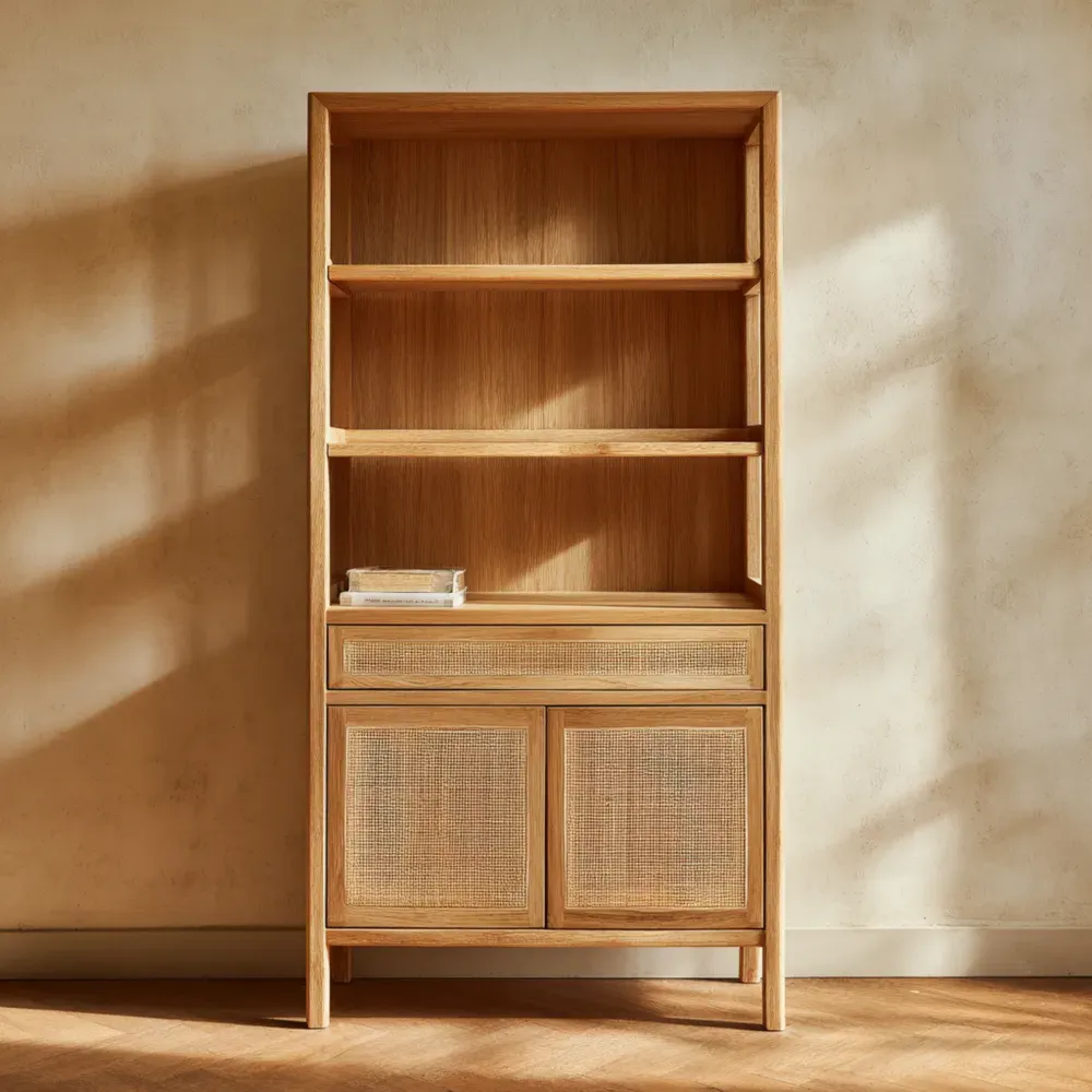 Vitrina de Madera 180x90x35 cm - Natural - Diseño Rústico