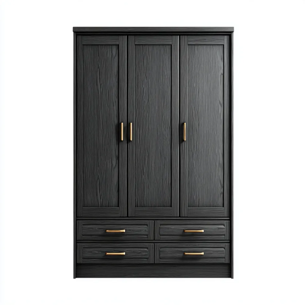 Armario de madera maciza diseño moderno 200x150x60 cm - Negro