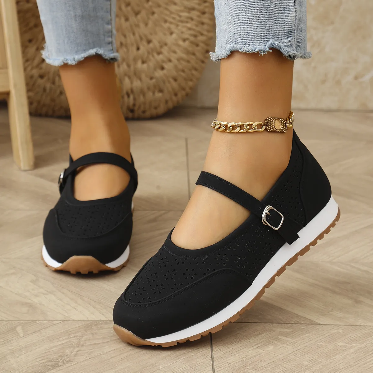 ⏰Limited Time 70% OFF⏰-Must-Have Summer Flats: Floral Openwork Mary Janes with Secure Buckle Strap –Elegance Without the Ache: Supportive Summer Flats to Relieve Foot Pain.