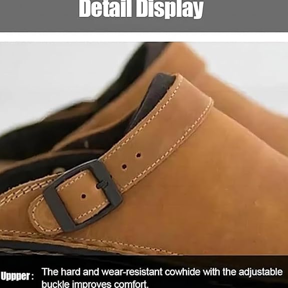 Large Square Toe Low Cut Men's Casual Plus Size Genuine Leather Slipper