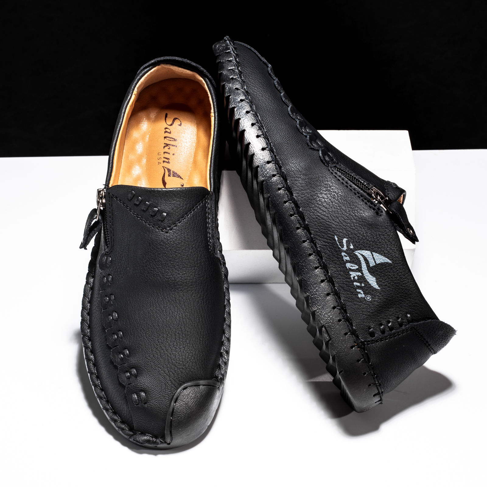 ⏰Limited Time Sale 70% OFF-Mens - Premium Leather Casual Driving Shoes-Waterproof,Wide Toe, Arch Support, Pressure Relief, Non-Slip Sole for Casual, Travel & Outdoor
