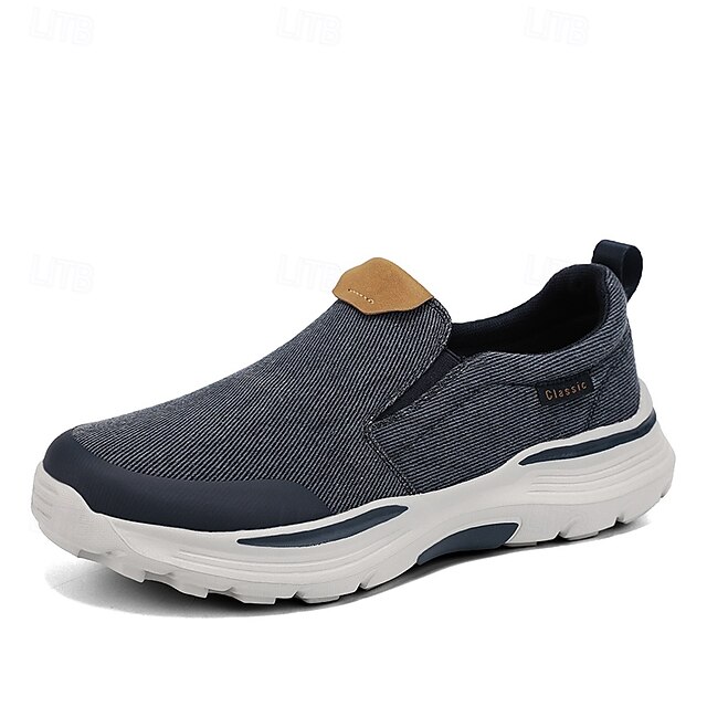 Men's Slip-On Beige Walking Shoes with Cushioned Sole – Comfortable and Breathable Sports Sneakers for Casual Wear and Outdoor Activities