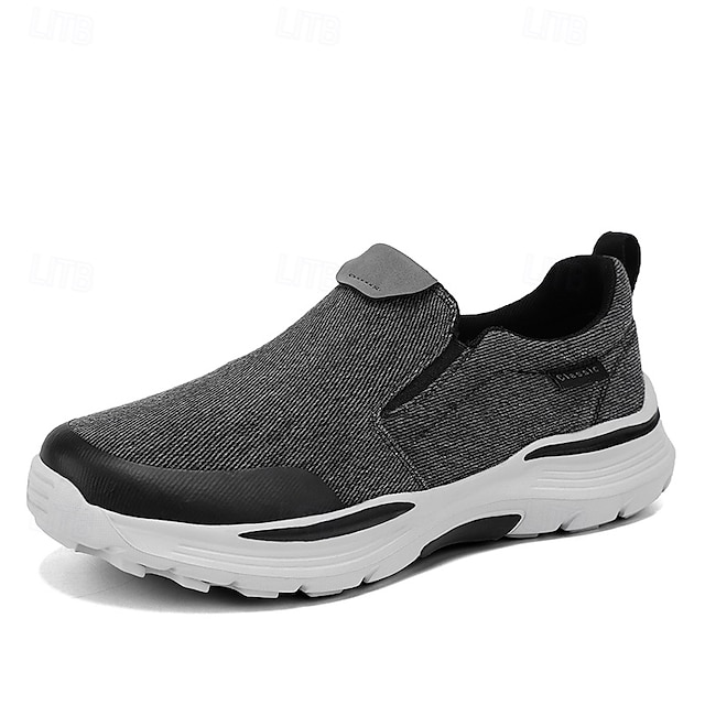 Men's Slip-On Beige Walking Shoes with Cushioned Sole – Comfortable and Breathable Sports Sneakers for Casual Wear and Outdoor Activities