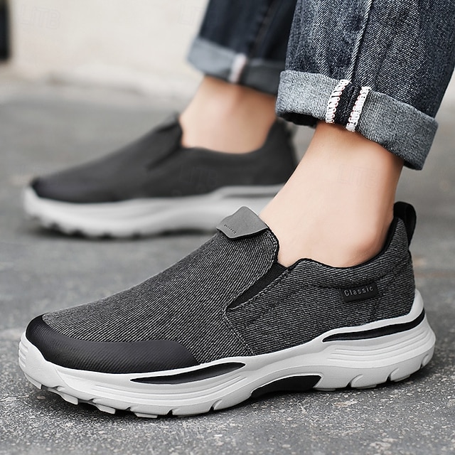 Men's Slip-On Beige Walking Shoes with Cushioned Sole – Comfortable and Breathable Sports Sneakers for Casual Wear and Outdoor Activities