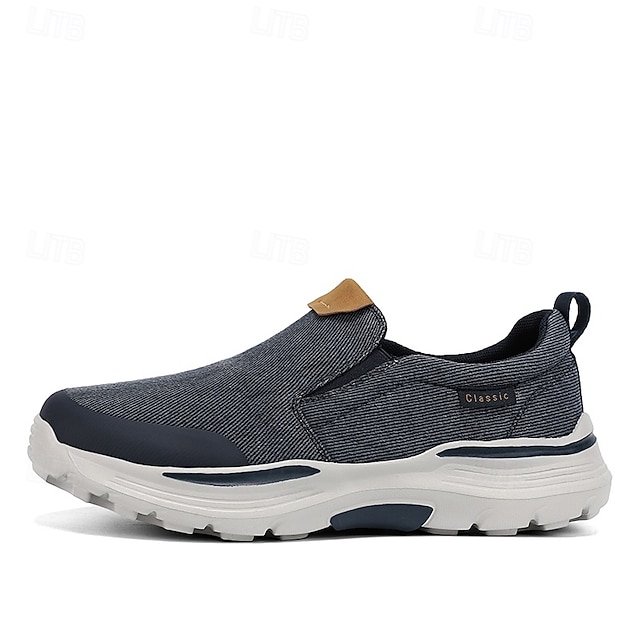 Men's Slip-On Beige Walking Shoes with Cushioned Sole – Comfortable and Breathable Sports Sneakers for Casual Wear and Outdoor Activities