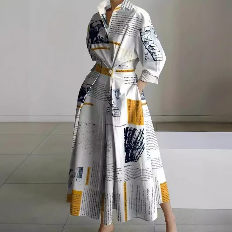 2026 Najlepiej sprzedająca się sukienka plus size z kołnierzykiem polo, luźną spódnicą i rękawem 3/4