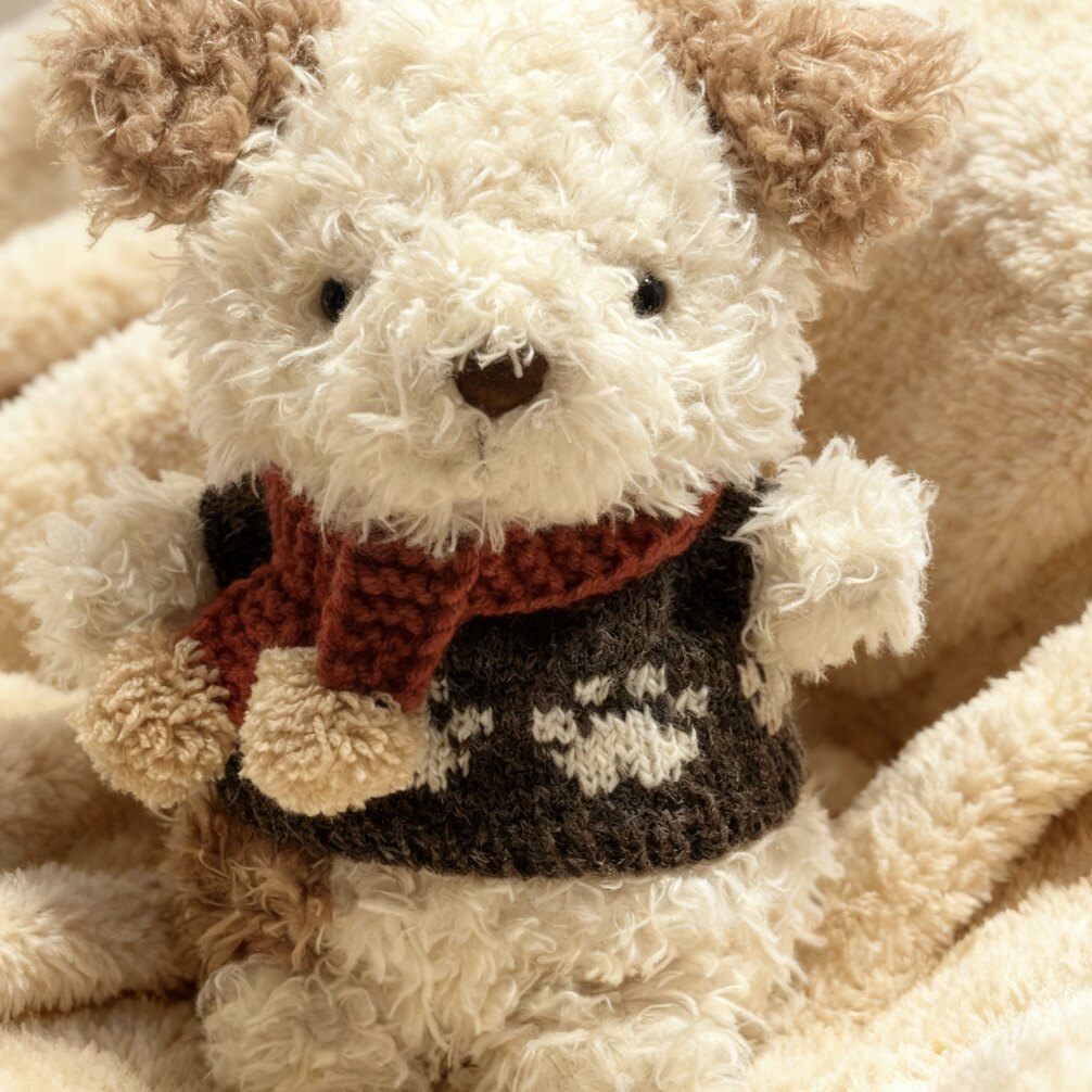 18cm Knitted Paw Print Sweater Outfit for Jellycat-Style Dolls