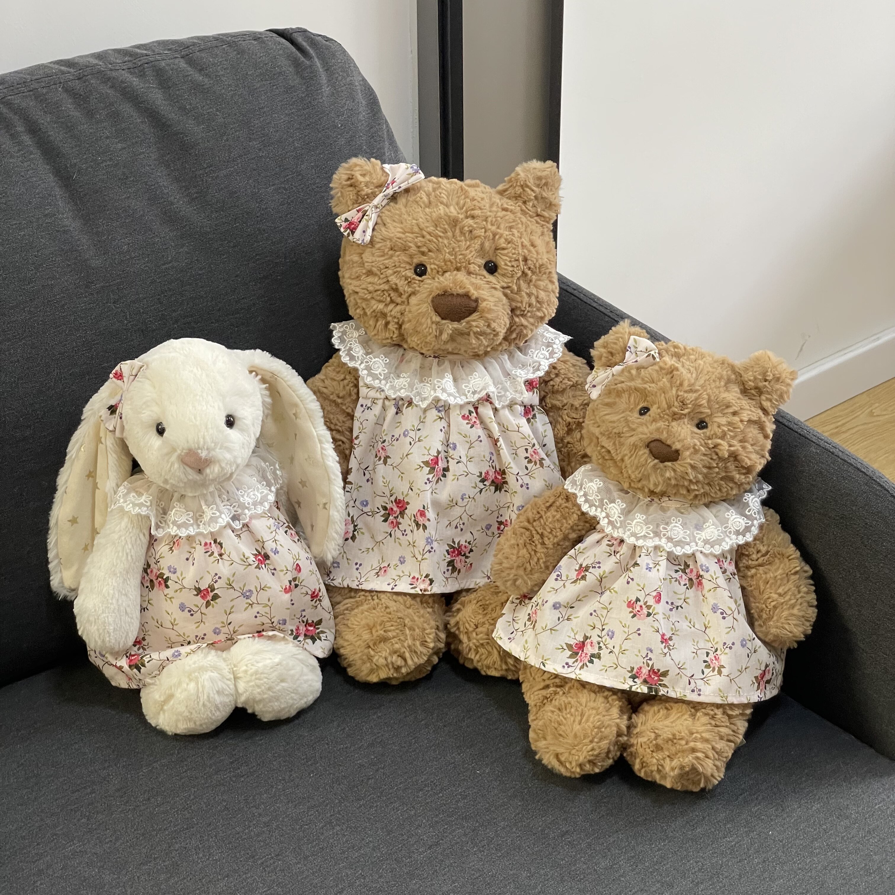 Cute Floral Dress for Plush Pig & Bunny Dolls | Handmade Plush Outfit | Clothes Only