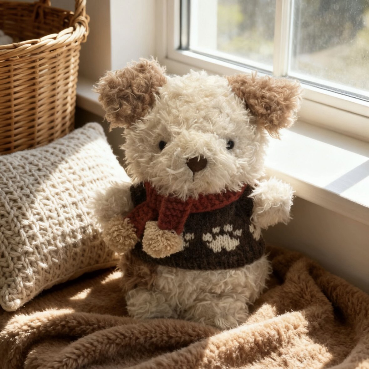 18cm Knitted Paw Print Sweater Outfit for Jellycat-Style Dolls