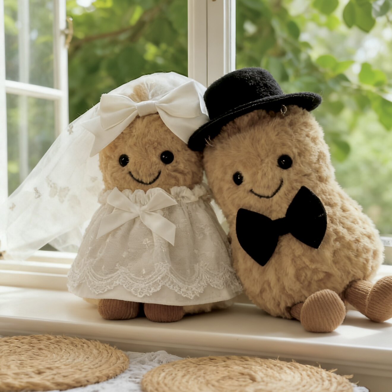 Fun Peanut Penguin Wedding Outfit for Plush Dolls | Bridal Dress Set for Stuffed Animal Accessories | Outfit Only, Doll Not Included-Plush Wardrobe