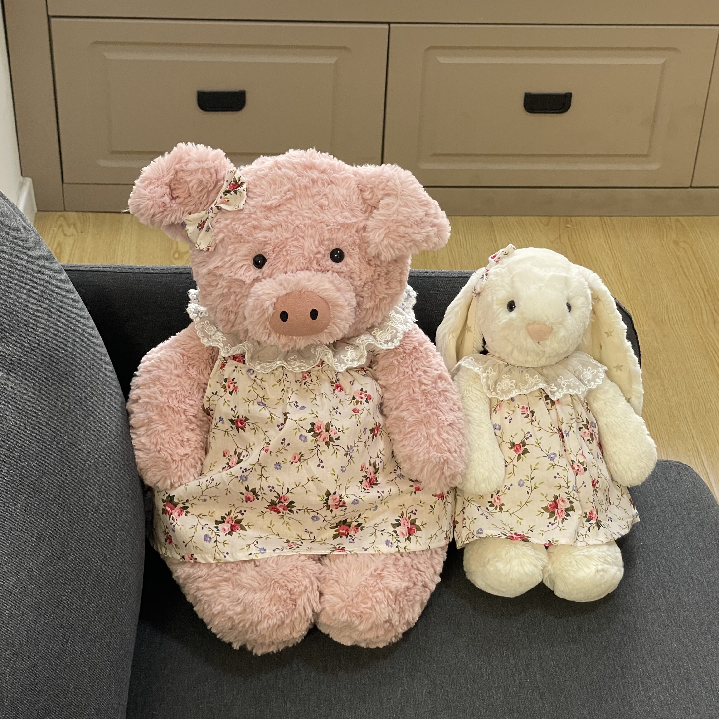 Cute Floral Dress for Plush Pig & Bunny Dolls | Handmade Plush Outfit | Clothes Only