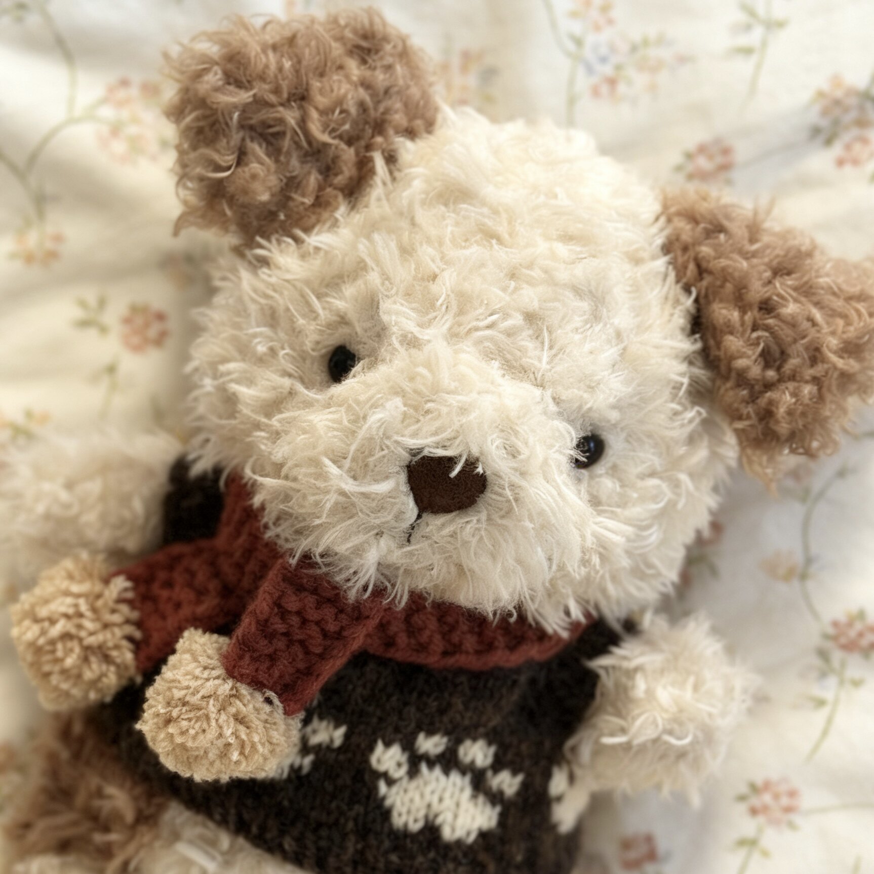 18cm Knitted Paw Print Sweater Outfit for Jellycat-Style Dolls