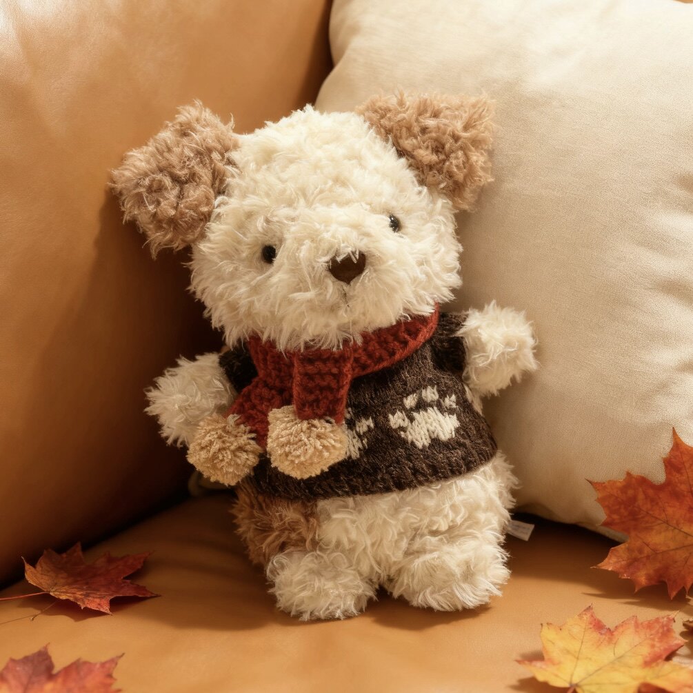 18cm Knitted Paw Print Sweater Outfit for Jellycat-Style Dolls