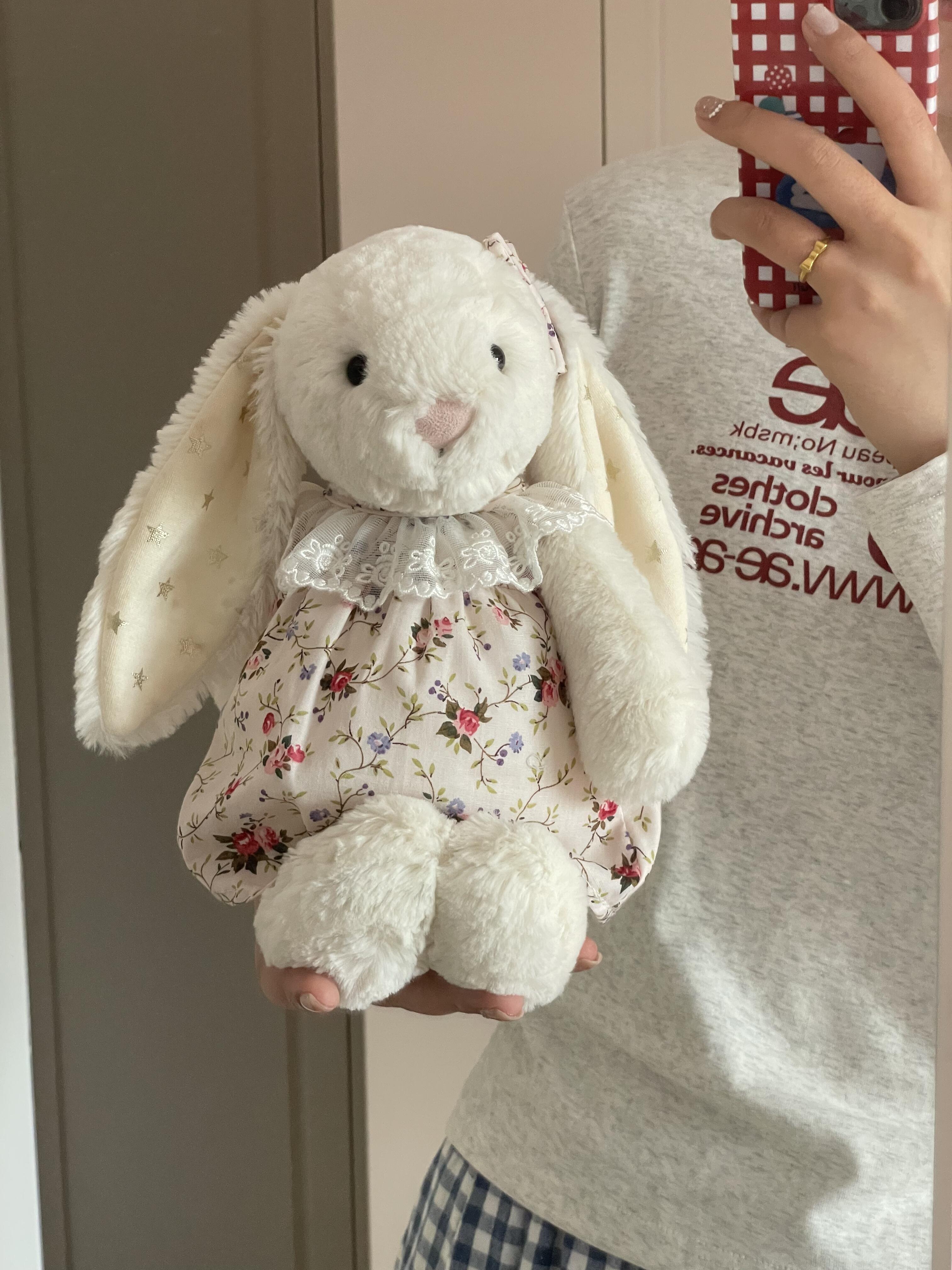 Cute Floral Dress for Plush Pig & Bunny Dolls | Handmade Plush Outfit | Clothes Only