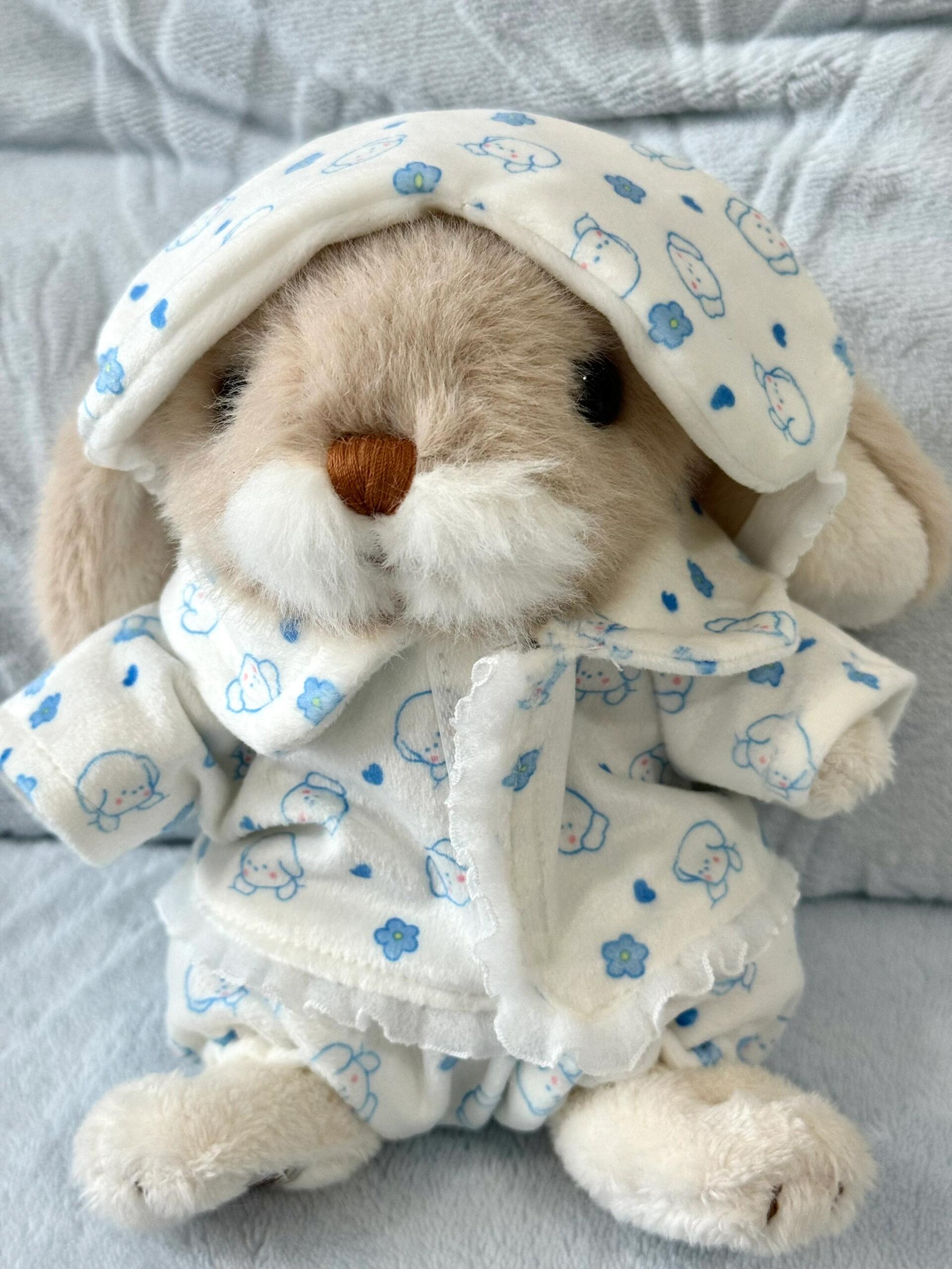 13–15cm Plush Doll Pyjama Outfit Set | Sweet Printed Sleepwear with Hat | Outfit Only