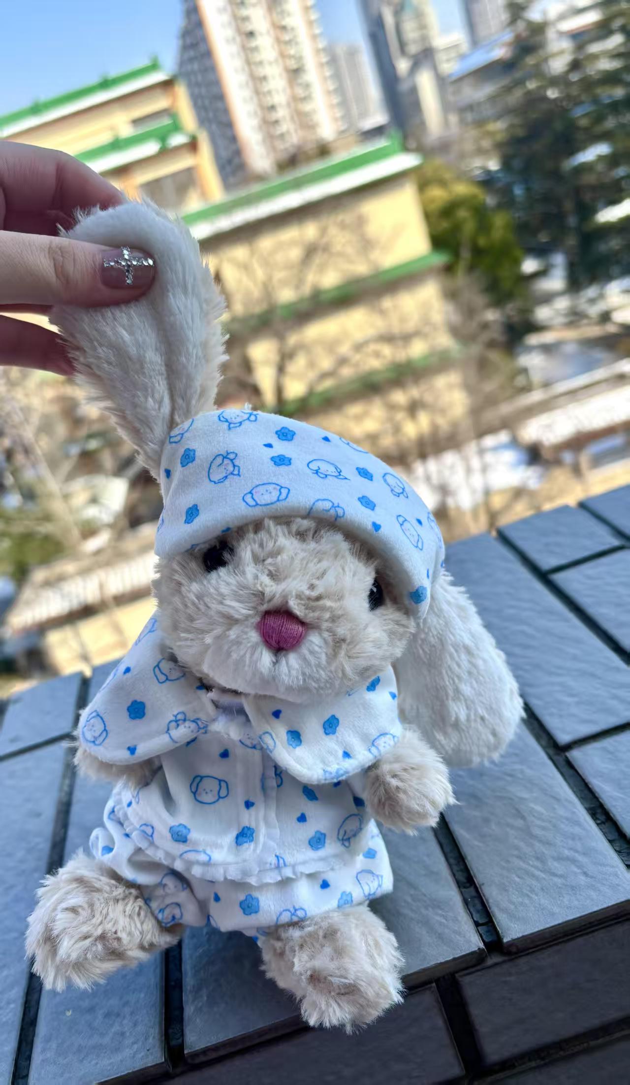 13–15cm Plush Doll Pyjama Outfit Set | Sweet Printed Sleepwear with Hat | Outfit Only