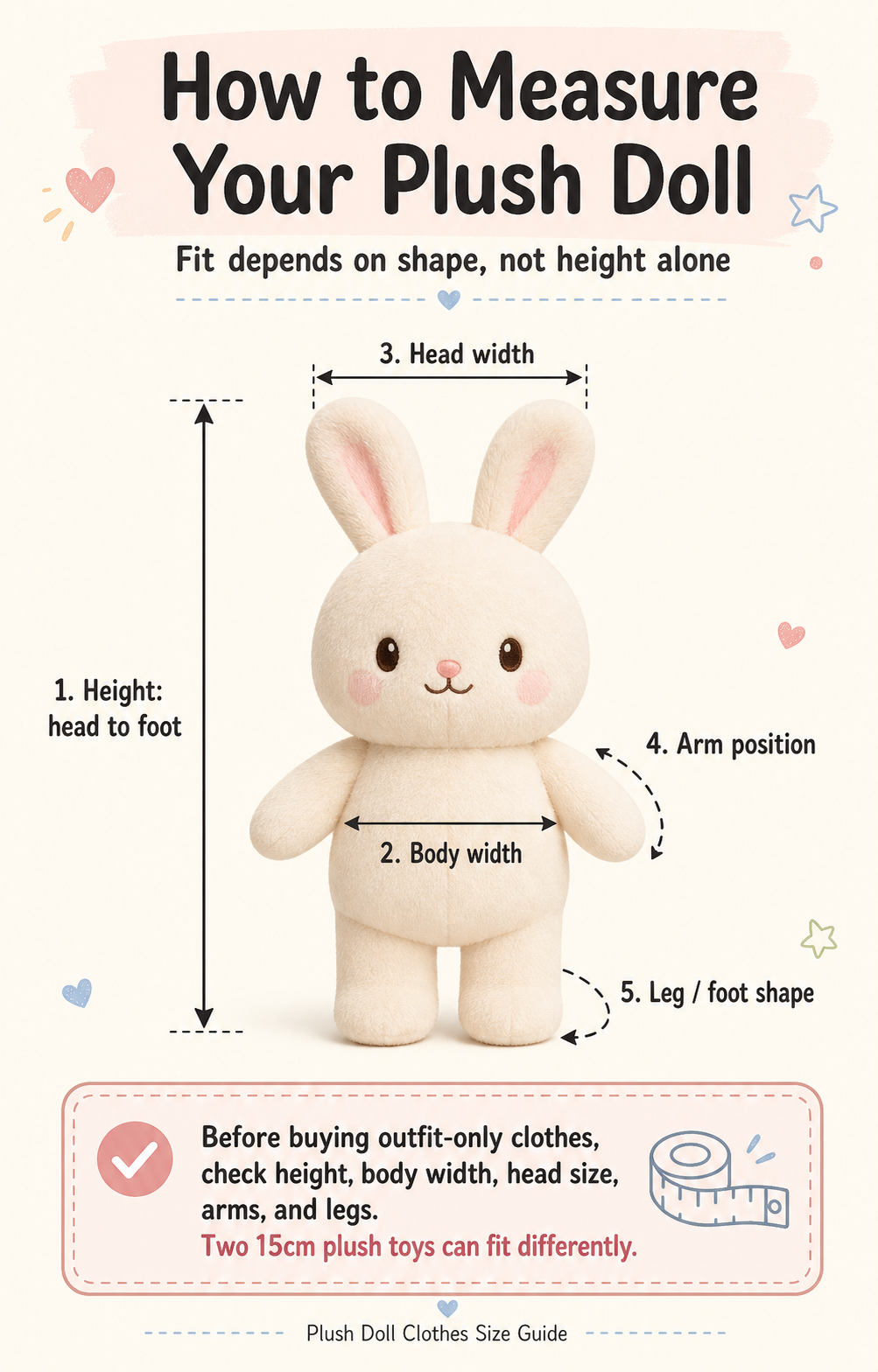 how to measure a plush doll for outfit only plush doll clothes