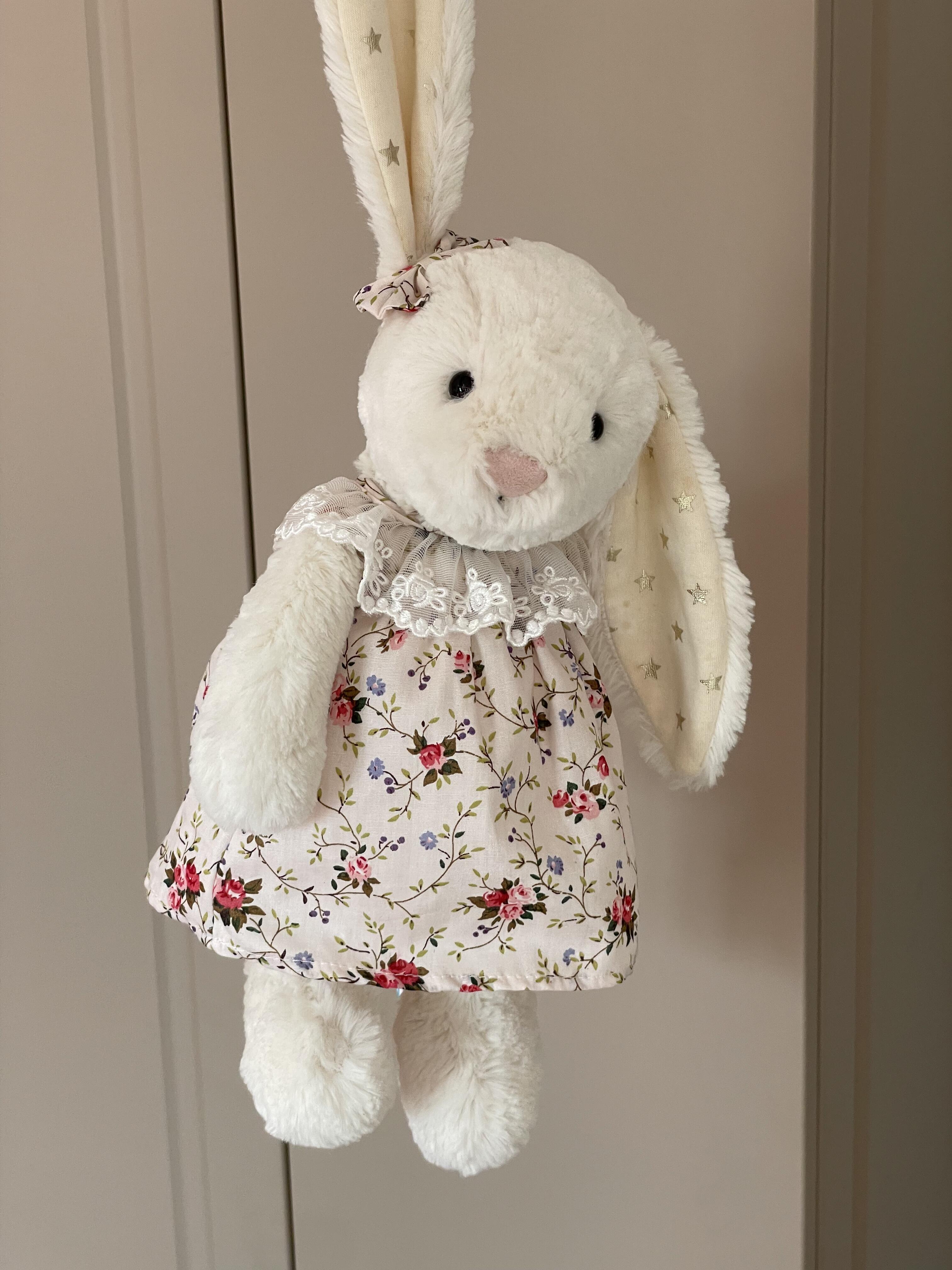 Cute Floral Dress for Plush Pig & Bunny Dolls | Handmade Plush Outfit | Clothes Only