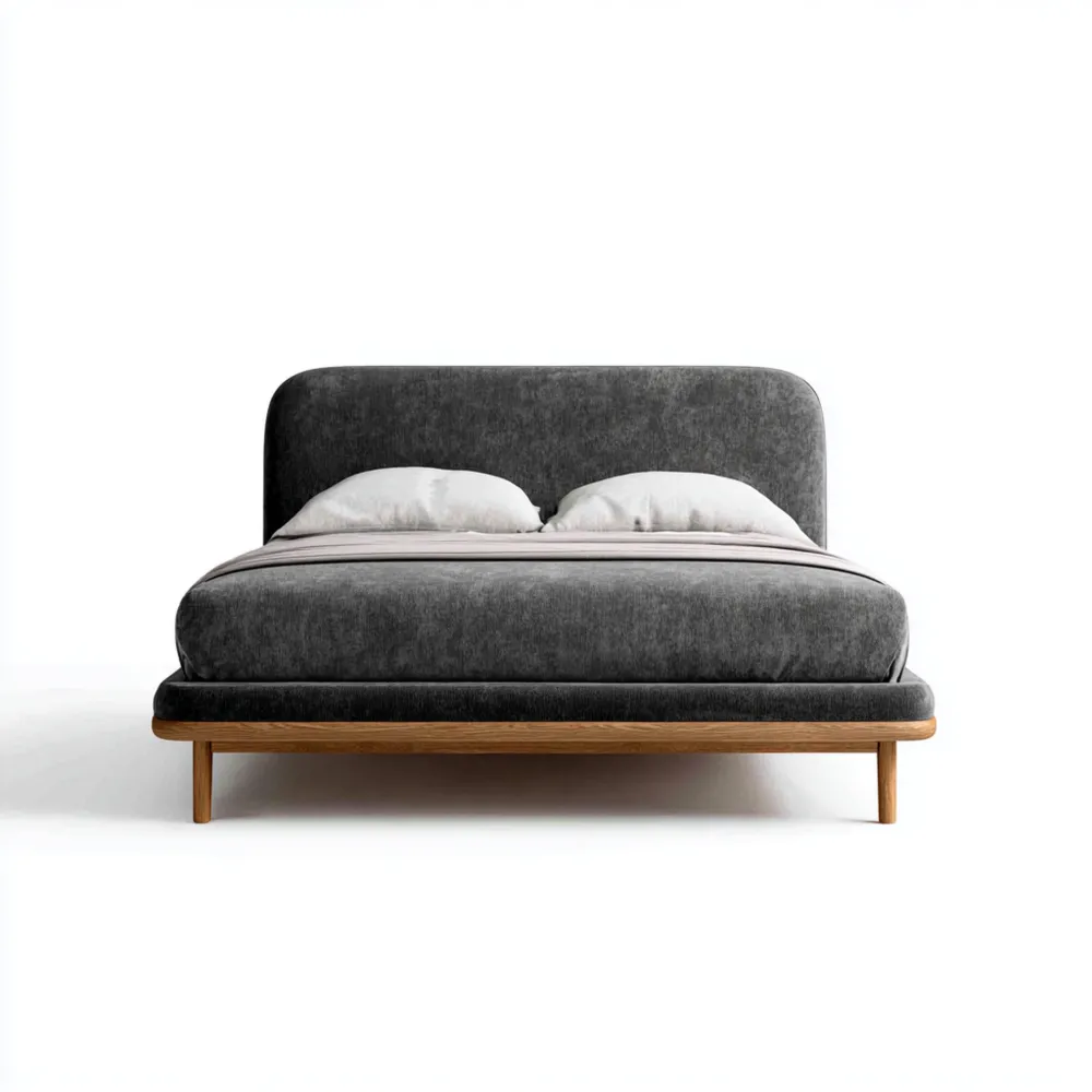 Cama Doble Tapizada 200x150x100 cm - Gris Oscuro - Estilo Moderno