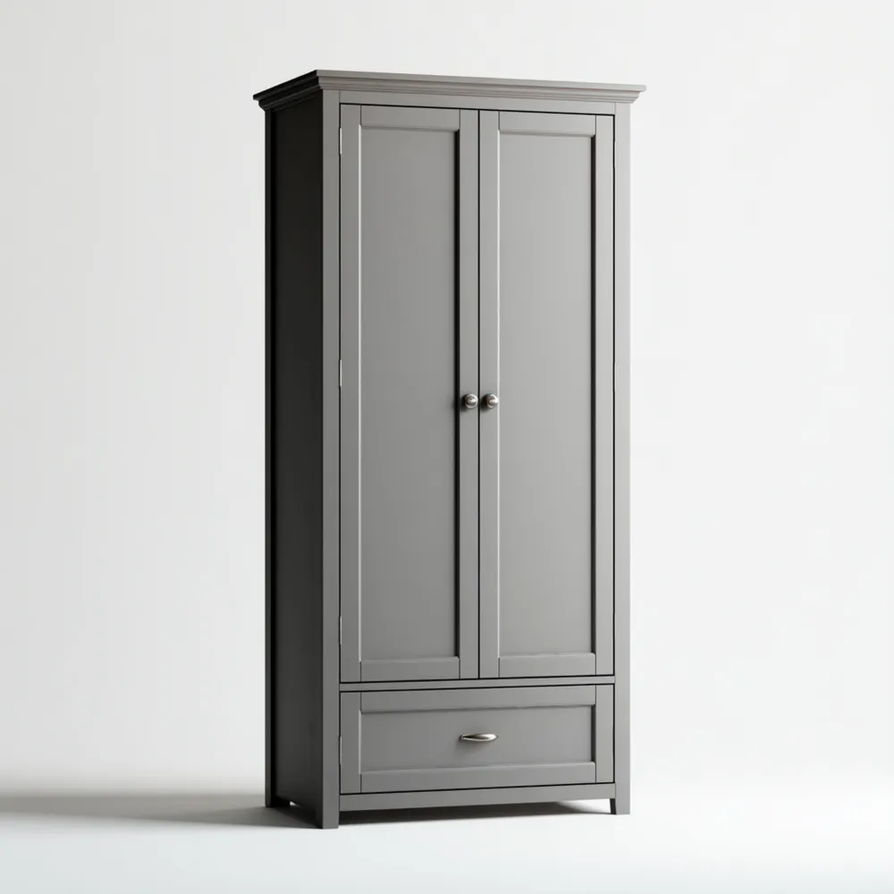 Armario de Madera 60x50x180 cm – Gris – Estilo Clásico