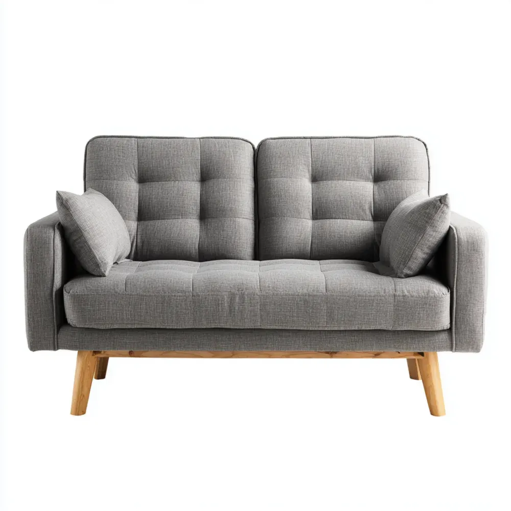 Sofá dos plazas Tela Gris 150x80x85 cm – Diseño moderno