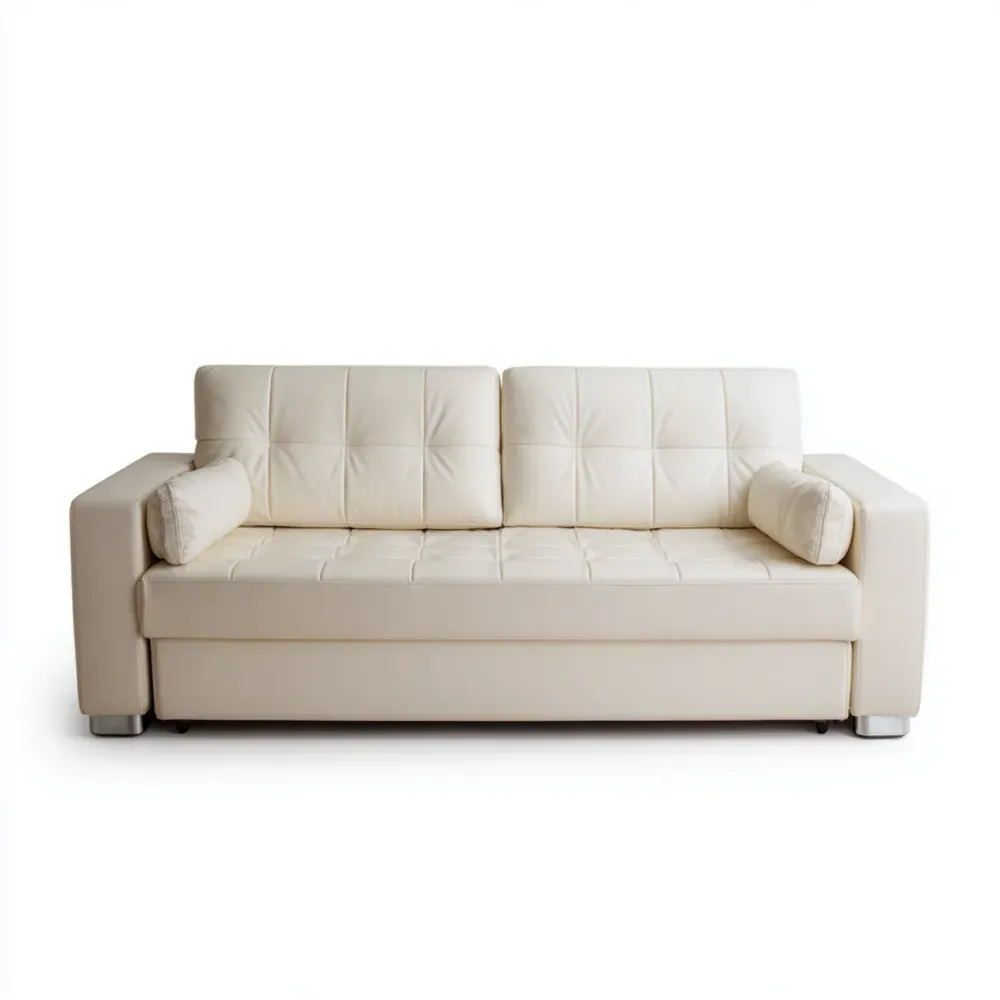 Sofá de 3 plazas Cuero Sintético 200x90x85 cm - Crema - Diseño Contemporáneo