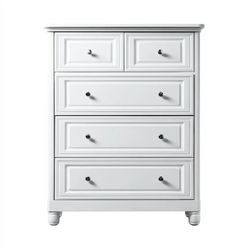 Cajonera de Madera 90x40x110 cm con 4 Cajones – Blanca – Diseño Clásico