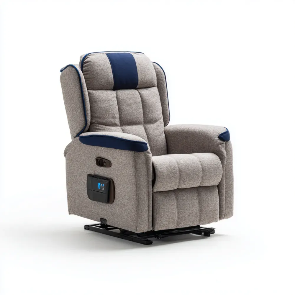 Sillón Reclinable 100x90x100 cm - Gris/Azul - Con Función Elevadora