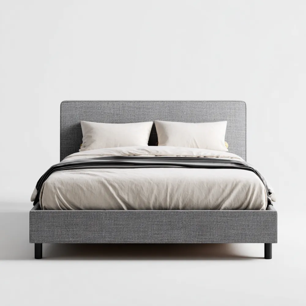 Cama Doble Tapizada 200x150x100 cm – Gris – Diseño Moderno