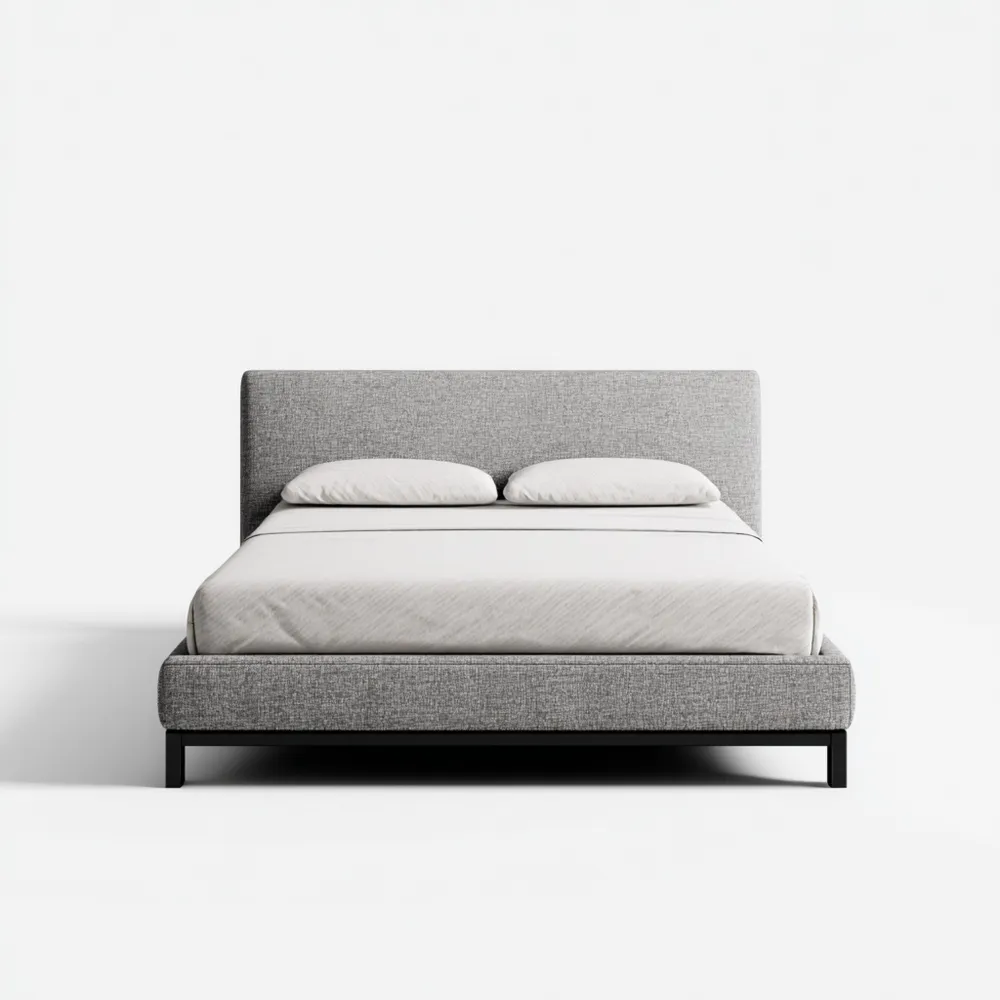 Cama Doble Tapizada Tela 200x160x100 cm - Gris - Diseño Moderno