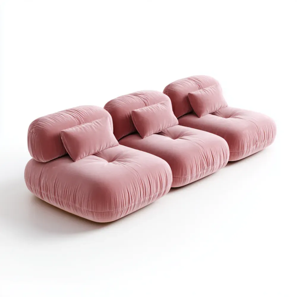 Sofá modular tapizado en terciopelo 220x90x85 cm - Rosa