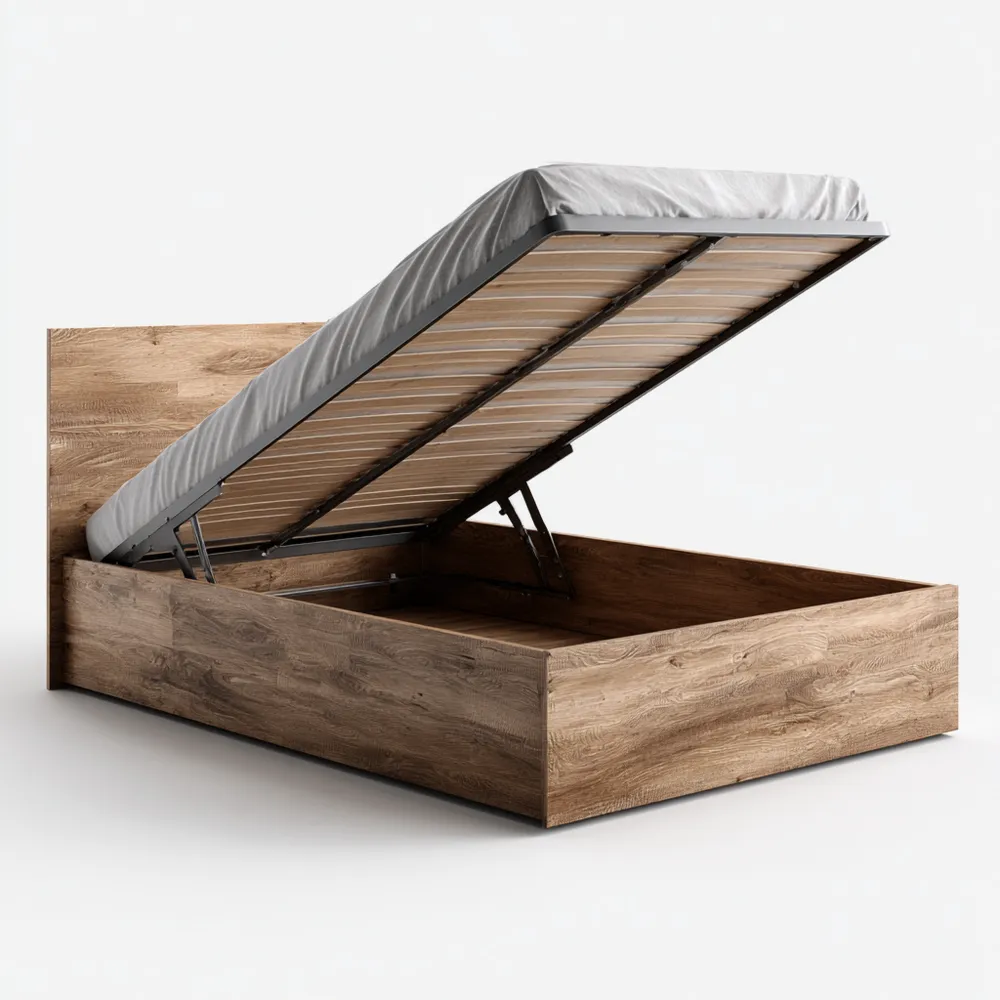 Cama con almacenaje 200x160 cm – Roble – Diseño Contemporáneo