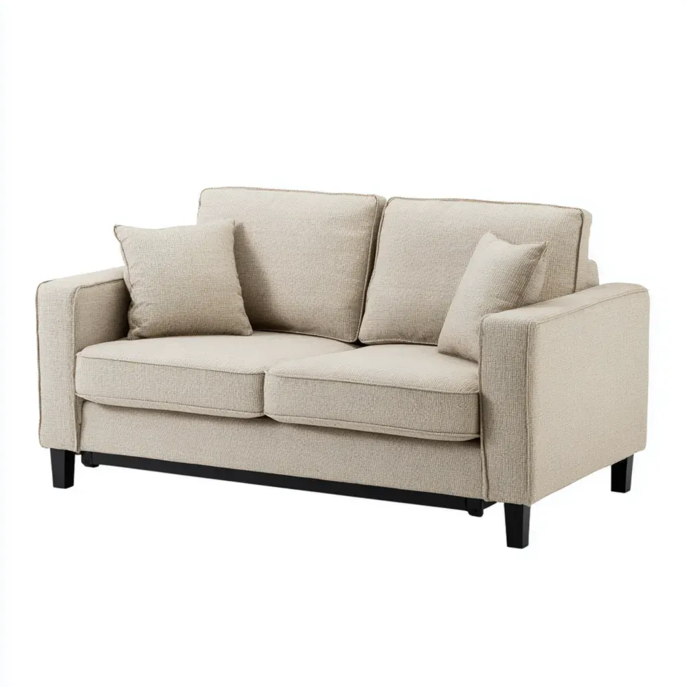 Sofá de dos plazas Tela 150x90x85 cm – Beige – Diseño Contemporáneo