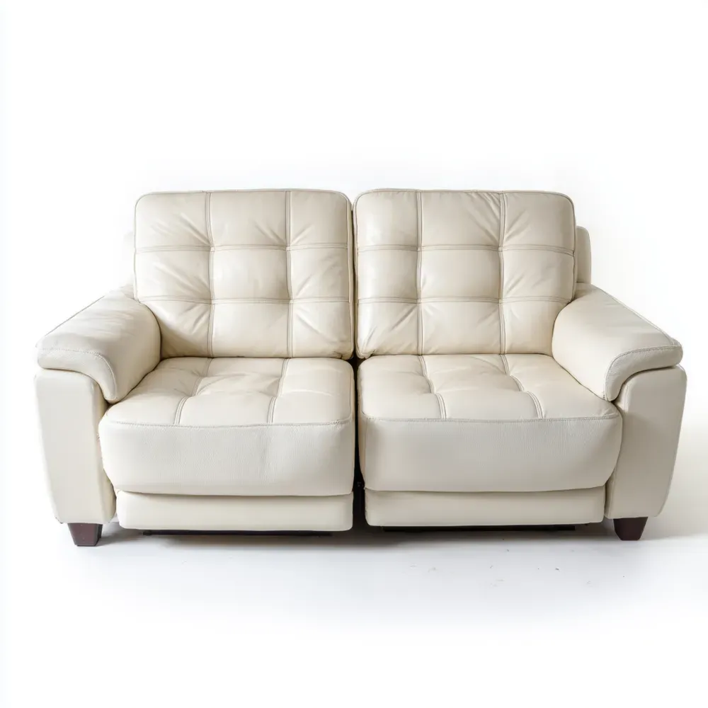 Sofá de dos plazas 150x85x90 cm Cuero sintético – Crema – Diseño clásico