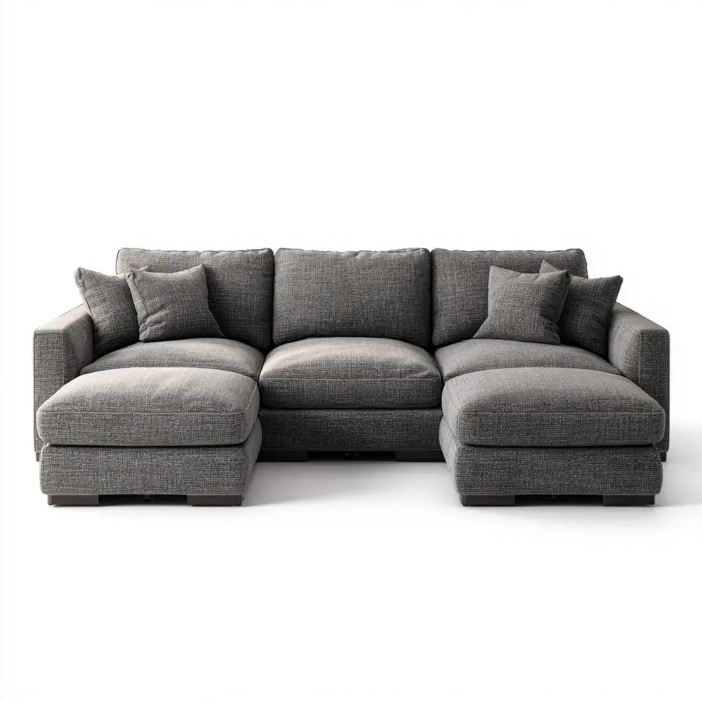 Sofá en Forma de L Tela 300x150x85 cm – Gris Oscuro – Diseño Moderno