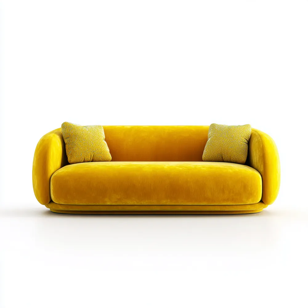 Sofá de tela terciopelo 210x90x75 cm – Amarillo – Diseño moderno