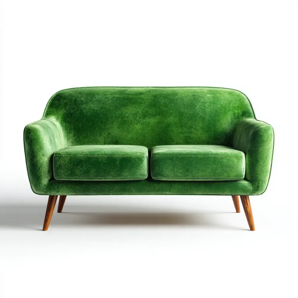 Sofá de Dos Plazas de Terciopelo 120x80x75 cm - Verde Diseño Retro