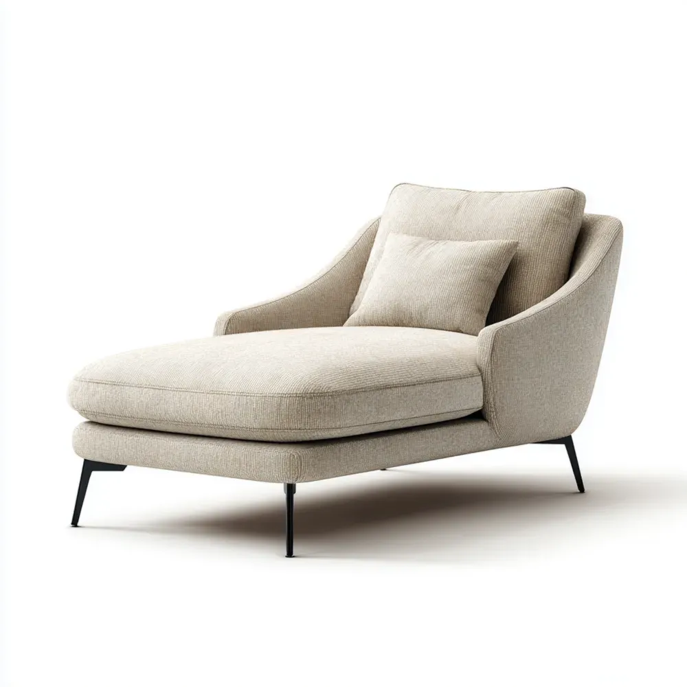 Sofá tumbona 150x80x85 cm tapizado en tela Beige diseño moderno